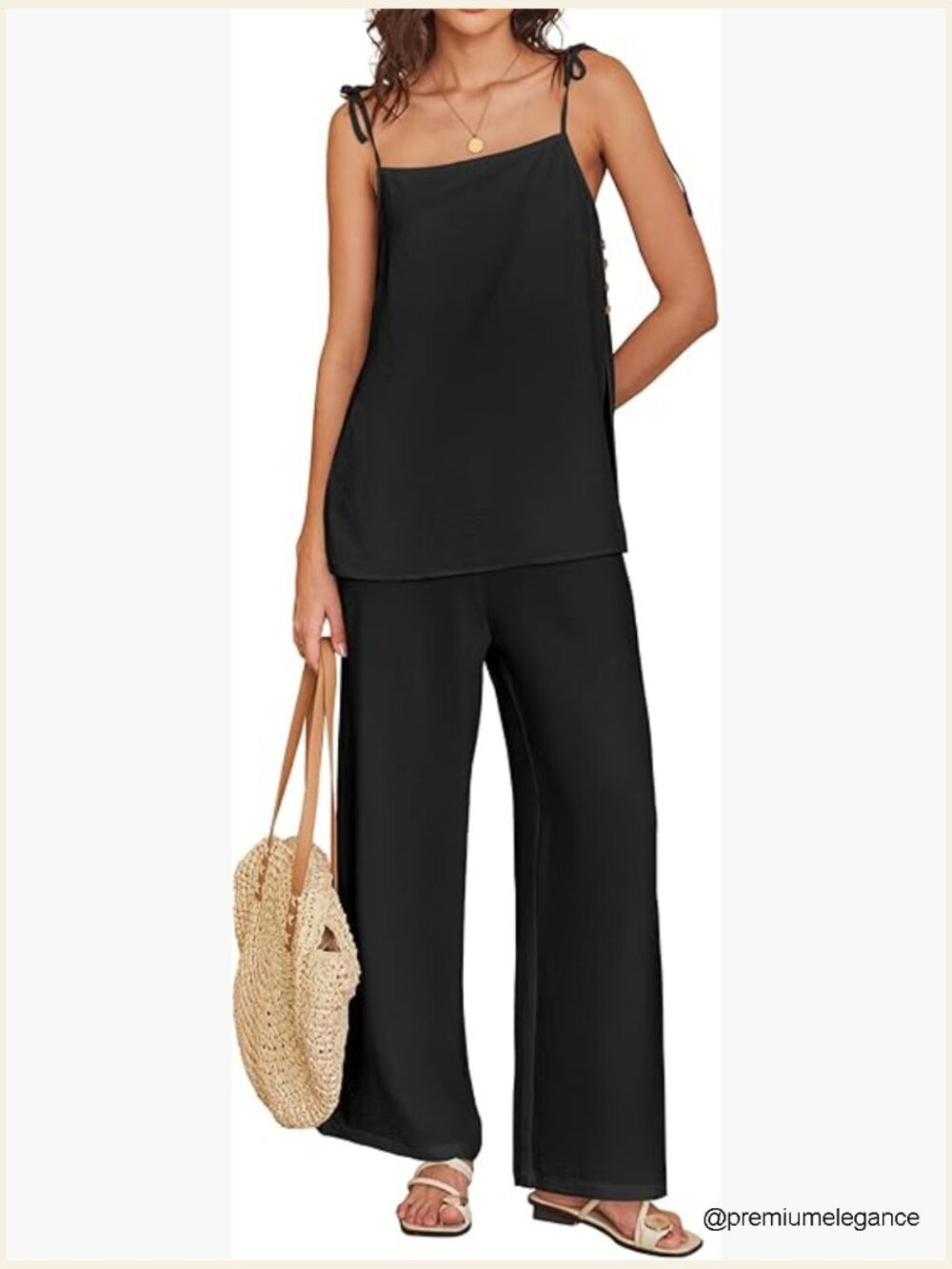 Women's 2 Piece Lounge Set Sleeveless Top Wide Leg Pants